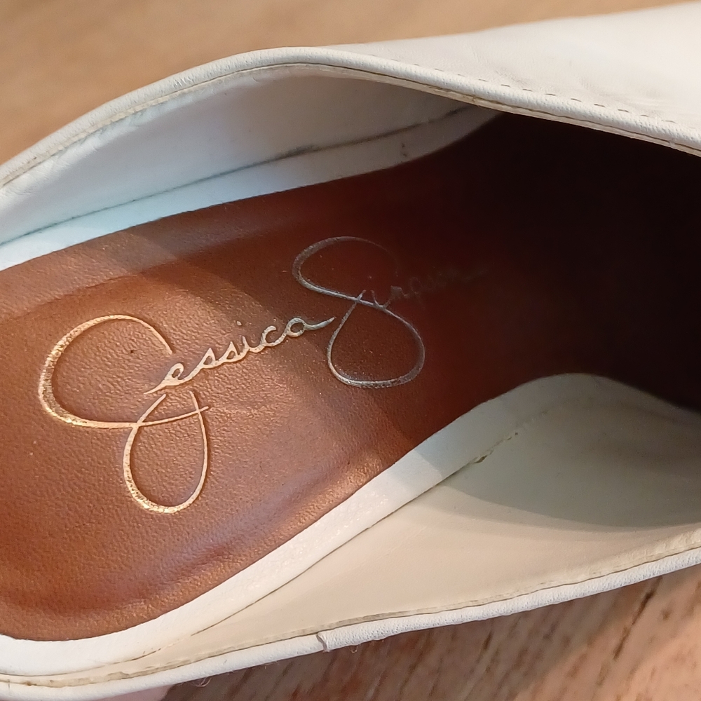 JESSICA SIMPSON " LAURIN" LEATHER PLATFORM WEDGES SIZE 7M - Picture 4 of 14